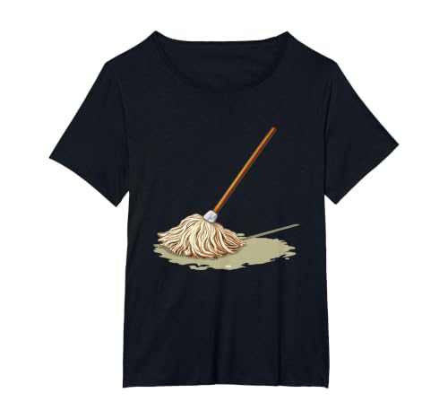 Funny mop up Outfit T-Shirt, Women's Plus, Black, 2X