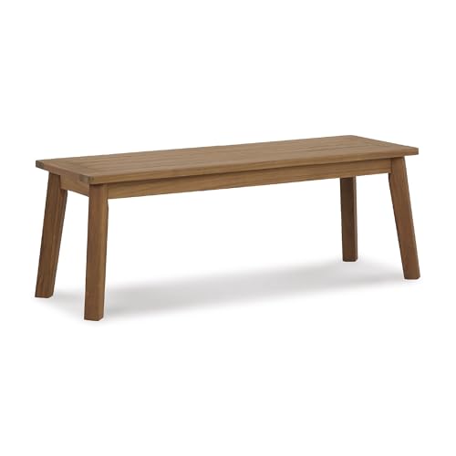 Signature Design by Ashley Janiyah Casual Outdoor Dining Bench, Light Brown