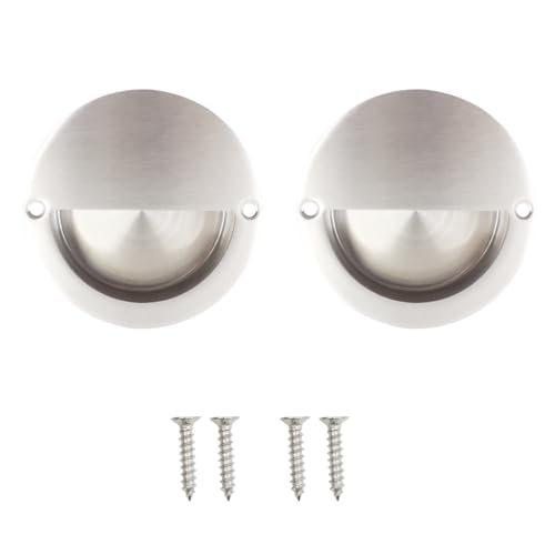 Ludom 2 manijas semicírculas de acero inoxidable para puerta de armario con tornillos de fijación (90 mm)