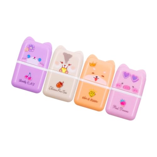 SEWACC Roller Erasers for Boys and Girls 4pcs Animal Shapes Erasers Green Pink Colors