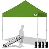 Eurmax USA Standard 10x10ft Patio Pop Up Canopy Tent for Outdoor Events Commercial Instant Canopies with Heavy Duty Roller Bag,Bonus 4 Canopy Sand Bags(Field Green)