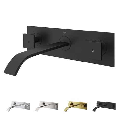 VIGO Titus Waterfall Two-Handle Three-Hole Wall Mount Bathroom Sink Faucet,