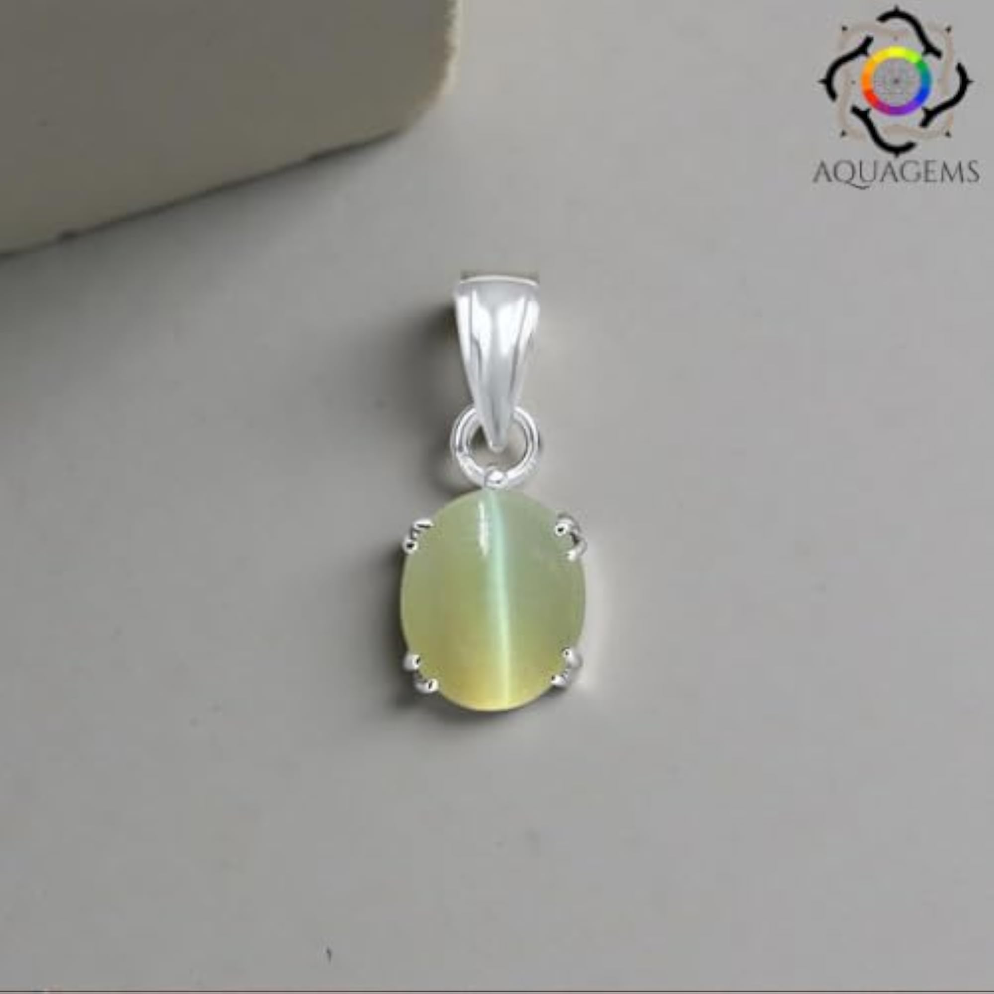 925 Silver Cat's Eye Astrological Pendant, Birthstone Gift