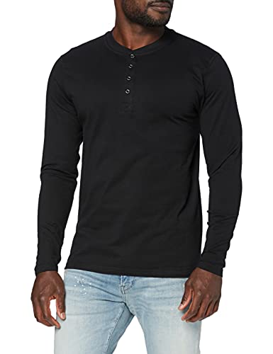 Urban Classics Herren Sweatshirt Basic Henley L/S Tee, Gr. Large, Schwarz...