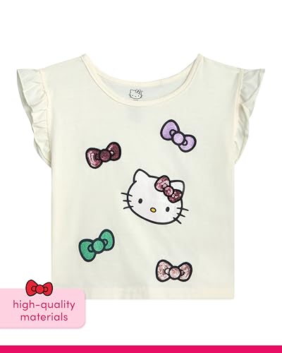 Image of Hello Kitty Girls Skirt Set - 2 Piece Short Sleeve T Shirt and Tutu Skirt Kids Outfit Set (Sizes: 2T-12)