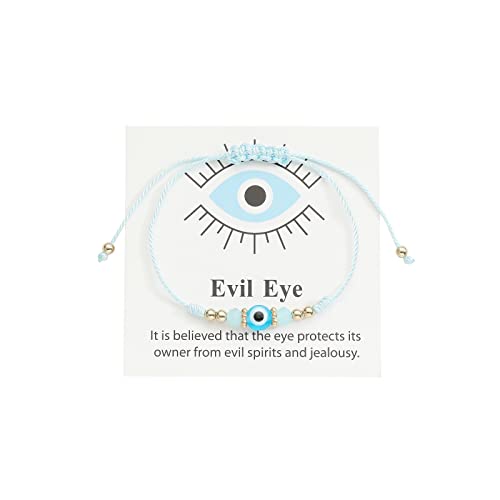 Colorful animal Evil Eye Bracelet For Women Teen Girls Amulet Protection Bracelet Good Luck Adjustable String Bracelet Anklet/light blue card