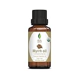 SVA Organics Myrrh Essential Oil Organic 10 ml 100% Pure USDA Certified Natural Premium Therapeutic Grade for Skin, Young Glowing Face, Hair, Personal Care, and Aromatherapy Massage