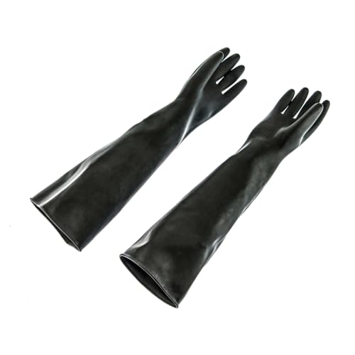 SE 24-Inch Prospector's Choice Black Rubber Gloves with Texturized Palm Grip - Large Size for Gold Panning & Fishing GP3-RG60