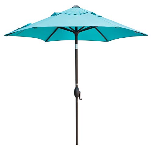 Abba Patio 7-1/2 ft. Round Outdoor Market Patio Umbrella with Push Button Tilt and Crank Lift, Turquoise