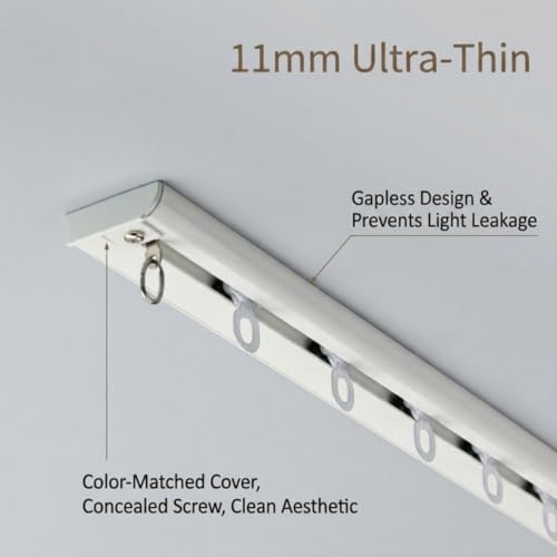Riel de cortina de aluminio negro de 2.9m guía corredera de techo 8