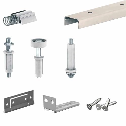 Kit de herrajes para puertas plegables de clóset - Riel de 70 pulgadas para 4 paneles hasta 30 lb - SLID'UP 200 miniatura 1