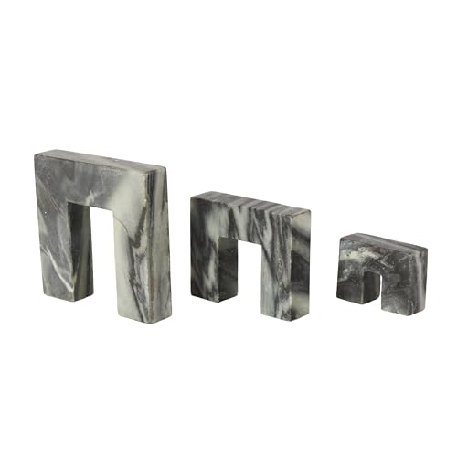 Set de 3 estatuas decorativas abstractas de mármol negro miniatura 2