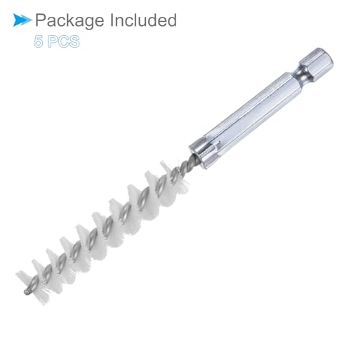 CoCud Bürstenkopf, 11 mm Durchmesser, 4 Zoll Länge, Nylon Reinigungsdrahtbürsten mit 1/4 Zoll Sechskantschaft - (Anwendungen: für Bohrmaschine, Schleifmaschine), 5 Stück
