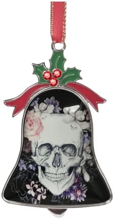 XUTAI Glass Metal Christmas Hanging Bell Cute Skulls Floral Christmas Ornament Xmas Ornament Holidays Decoration