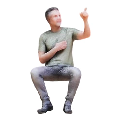 F Fityle Figura Masculina sentada en Miniatura a Escala 1/64, colección de Figuras de diminutas, Miniatura, Resina, Realista para Accesorios de