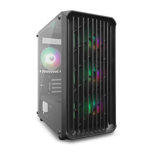 Zolyd Vyntrix - Caja Gaming Micro-ATX, Ventana Lateral Completa en Cristal Templado, 4 Ventiladores ARGB incluidos, Soporte Refrigeración Líquida hasta 295mm, Espacio Interno Optimizado, Negro