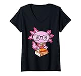 Photo Gallery donna downtown girl estetica kawaii axolotl bookworm book reader maglietta con collo a v Photo Gallery donna downtown girl estetica kawaii axolotl bookworm book reader maglietta con collo a v
