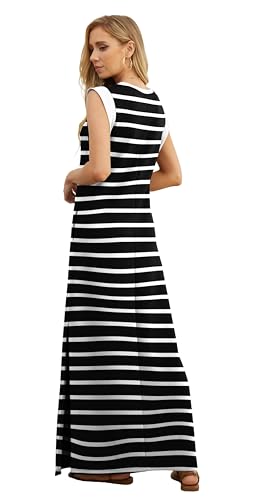 Image of GRECERELLE 2026 Women Year-Round Casual Round Neck Loose Split Wrinkle-Free Long Maxi Vacation Dress with Pockets (XXS-4XL)