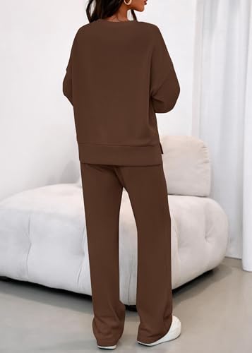 KIRUNDO Fall Sweatsuits Women 2 Piece Outfit Lounge Sets 2025 Matching Airport Oversized Sweatshirt Sweatpants Tracksuit3