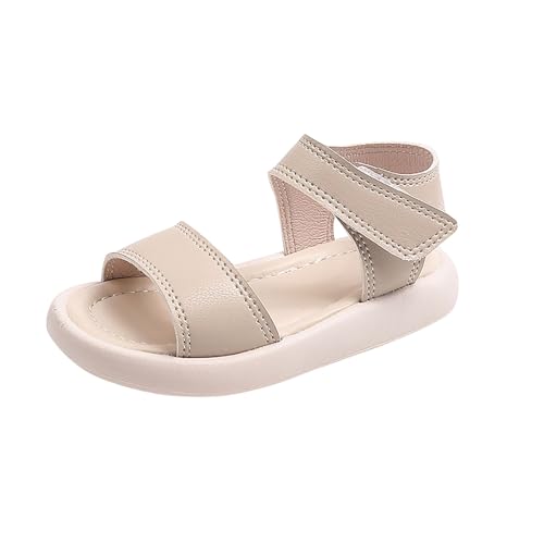 Children's Sandals Solid Soft Boys' Beach Shoes Girls' Leather Sandals Slippers Purpose Slippers Beach Kids Shoes (Beige, 6.5 Infant)