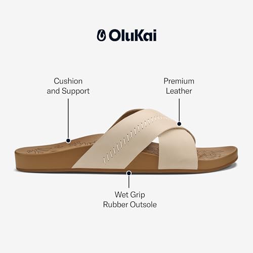 Image of OluKai Kipe'a Olu Women's Slide Sandal, Premium Leather, Relaxed & Dressy Design For Any Occasion, All-Day Comfort & Fit