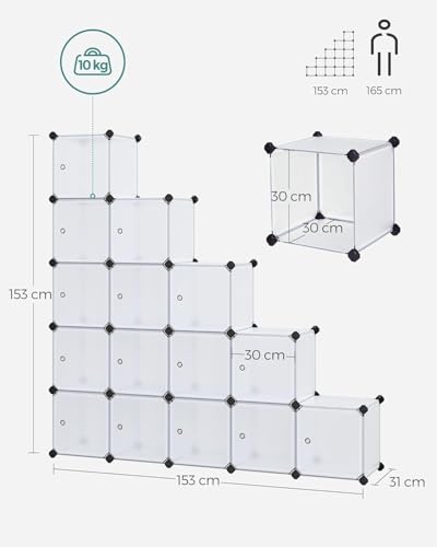 Rangement Modulable 16 Cubes avec Portes Blanc - SONGMICS