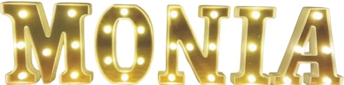 Lettera Luminosa a Led per Comporre Scritte Luminose 16 cm. Fondo Reflex Oro Comunione, Sposi, Compleanno, Decorazione per Cerimonia, Bar, Negozio