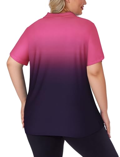 Tanst Sky Women's Plus Size Golf Polo Shirts Zip Up Short Sleeve Tops Loose Fit UPF 50+ Tennis Workout Apparel XL-5XL4