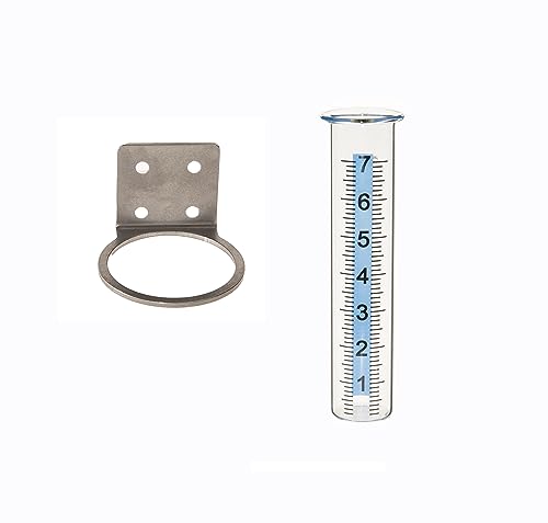 Mateda 7" Capacity Rain Gauge with Stainless Steel Mounting Rack Holder, Post Mount Rain Gauge for Yard Garden Outdoor Home (Style B)