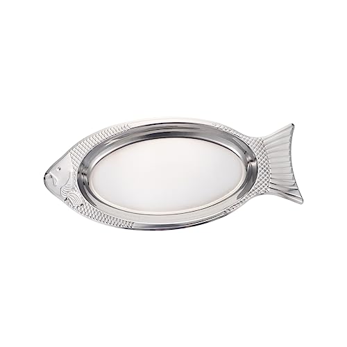BEBEMOKO Plato de Pescado al Vapor y Parrilla Inoxidable Forma de Diseño para Cocina y Restaurantes para Asar y Servir Pescado