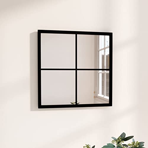 Goliraya Espejo de pared Espejo interior Espejo Decoración Metal Negro 40x40 cm