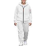 Boys Loose Long Sleeve Full Zip Hoodie Jackets with Jogger Sweatpants Kids 2 Piece Outfits with Pockets for 3-15 Years