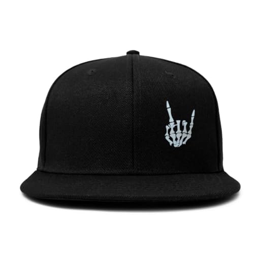 Image of Tai & Zai Black Snapback Hat with Printed, Adjustable Flat Brim Cap, Six Hole Breathable Design