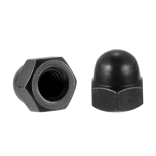 sourcing map 1/4-20 Acorn Cap Nuts, 50Pcs Carbon Steel Dome Cap Head Acorn Nut Hardware Nuts for Bolt Cover Zinc Plating, Black
