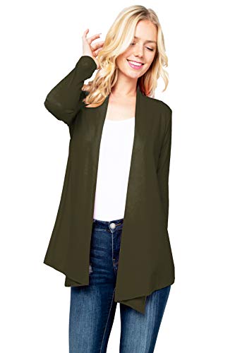 Women's Drape Front Open Cardigan Long Sleeve (S-2X, Made in USA)4