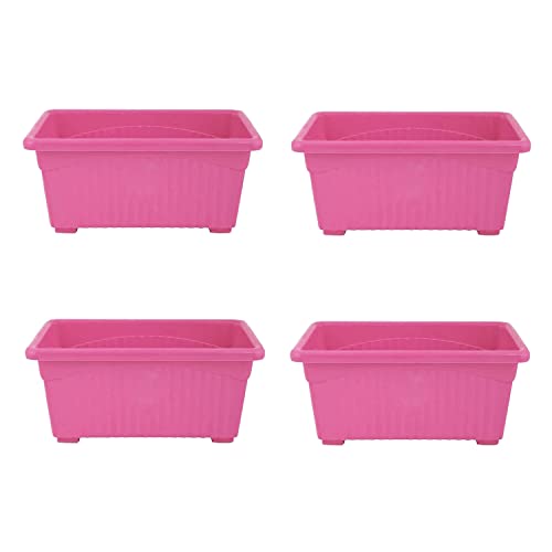 Image of Bianco Rectangular Plastic Pots for Plants, Jupiter Flower Pots for Home, Window Display, Garden (35 x 18.5 x 15 cm) (Pink) (Pack of 4)