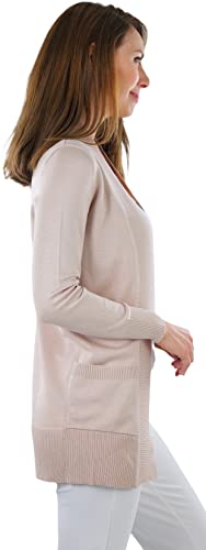 Image of ToBeInStyle Women's Long Sleeve Rib Banded Open Sweater Cardigan