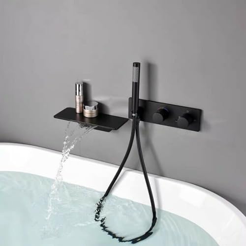 Mitigeur de douche thermostatique anti-brûlure à robinet cascade noir