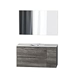 Las medidas del mueble de baño es de: 100 cm (largo) x 65 cm (altura) x 46 cm profundidad. Medidas lavamanos: 100 cm (largo) x 46 cm profundidad. Medidas espejo: 120 cm (largo) x 80 cm (altura).