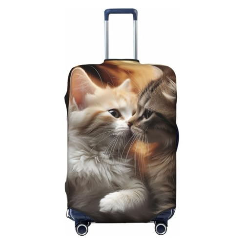 cat kiss Travel Luggage Cover Elastic Washable Suitcase Cover Protector Fashion Stretch Baggage Covers Dustproof Suitcase Sleeve Fits 18-32 inch Luggage, Black, L