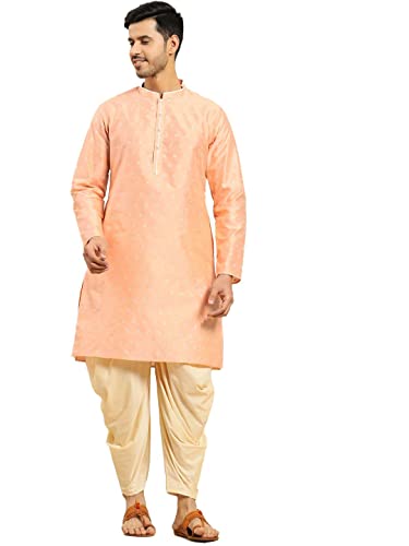Image of Men's Navy Blue Cotton Festive Wear Regular Fit Woven Design Kurta | Indian Wedding Wear Kurta | Festive Ethnic Kurta