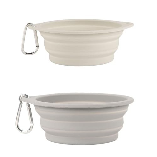 2 ciotole pieghevoli per cani, ciotole d'acqua pieghevoli portatili per cani e gatti, ciotole da viaggio pieghevoli in silicone per animali domestici (350 ml, grigio chiaro e 600 ml, grigio)