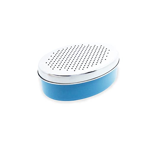 Oikos - Ralador de Aço Inox Fino com Recipiente Azul