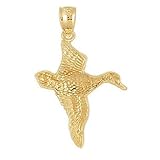 SURANO DESIGN JEWELRY 14k Yellow Gold Duck Mallard Waterfowl Bird Pendant, Made in USA