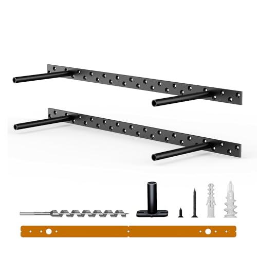 2pcs Floating Shelf Bracket Heavy Duty Floating Mantel Bracket Black Metal Decorative Floating Shelf Hardware Hidden Shelving Mounting Brackets (28″X6″X1″) - image 1