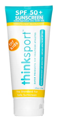 Thinksport Kids Spf 50+ Mineral Sunscreen – Safe, Natural Sunblock For Children - Water Resistant Sun Cream – Broad Spectrum Uva/Uvb Sun Protection – Vegan, Reef Friendly Sun Lotion, 6Oz #TOP30