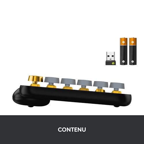 Logitech Pop Keys Clavier Mécanique sans Fil avec Touches Emoji Personnalisables, Design Compact Durable, Bluetooth ou Connectivité USB, Multidispositif, Compatible OS, Français AZERTY - Blast