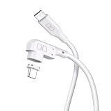 CIO マグネットシリコンケーブル 100W対応 USB Type-C 磁石で脱着 防水規格 IPX5対応 iPhone 17 / 16 / 15 タイプC ケーブル (L字,ホワイト, 1m)