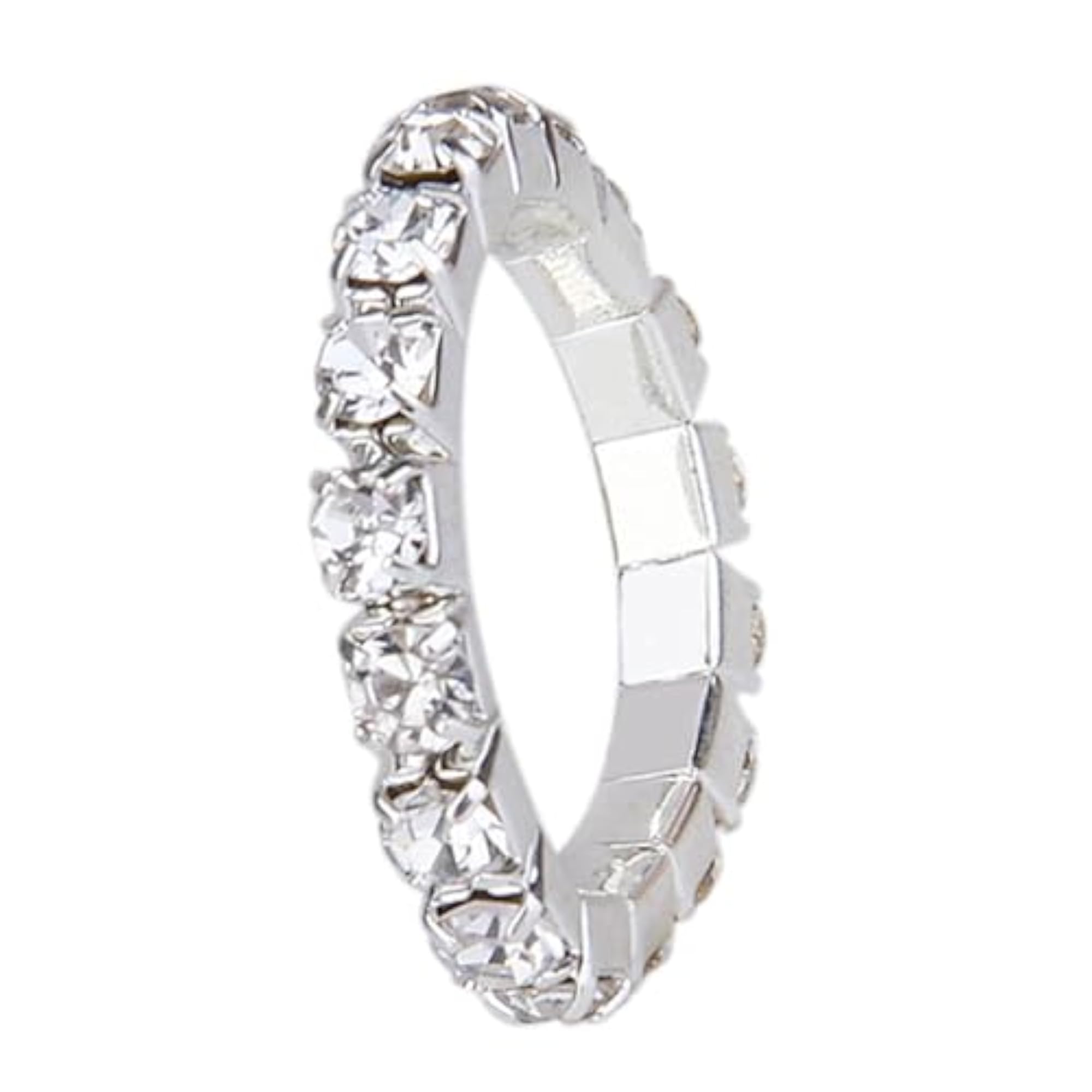 Women's Elastic Silver Tone Crystal Rhinestone Toe Ring