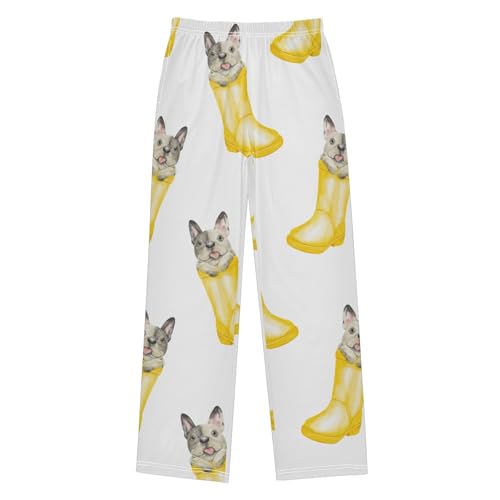 Dog in Wellies Boys Pants Boys Athletic Pants Long Pant for Boy with Pockets Wide-Leg Size 6-14Y